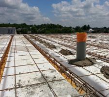 Mise en place des guides de niveau pour la dalle