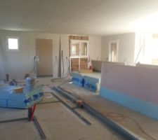 PLACOPLATRE BA13 et isolation ISOVER GR32 groupe SAINT-GOBAIN bien sûr.