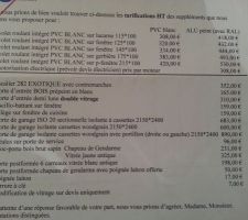 Iiste des options pour la menuiserie