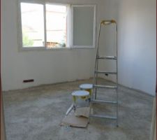 9 juillet 2014: et toujours de la sous-couche....pour moi - tandis que Monsieur s'est attaqué au tableau