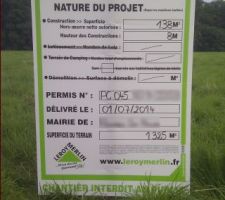 Panneau du Permis de Construire