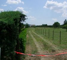 Chemin d'accès avec le terrain au bout