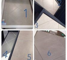 Hier nous avons &eacute;t&eacute; regarder les carrelages, pour prendre le temps de r&eacute;fl&eacute;chir, voila les s&eacute;lectionn&eacute;s mais nous avons quand m&ecirc;me mis sous r&eacute;serve (le 6)qui est le (2),