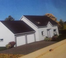 Simulation de la maison sur le terrain.
Vue de la façade nord