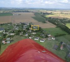 Vue aerienne de notre maison et du hameau