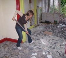 Démolition de la cuisine
le mure entre la "véranda" et la cuisine a été abattu