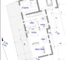 Plan du RDC avec terrasse et garage