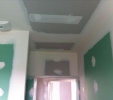 Pas de placo vert au-dessus de la porte d'entrée de la salle de bain...