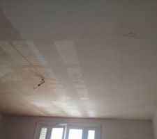 Plafond en cours d'enduit sur de la fibre de verre...