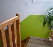 Peinture de l'escalier en vert anis