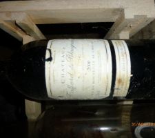 Découverte dans la cave sous d'autres bouteilles vide. un magnum de vin rouge (valeur entre 30 et 90?)