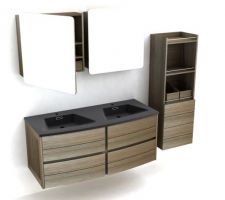 Meuble et vasque pour la salle de bain, modèle Fairway chez Leroy Merlin, nous n'avons pas pris les armoires et la colonne, pour le miroir nous en avons vu un qui nous plait avec éclairage intégré, mais il n'est pas encore commandé.