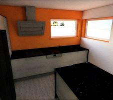 Simulation 3D de la cuisine, pas très loin du vrai ! (Modélisation Sketchup - Rendu Kerkythea)