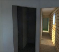 Simulation 3D du couloir avec le lambris (Modélisation Sketchup - Rendu Kerkythea)
