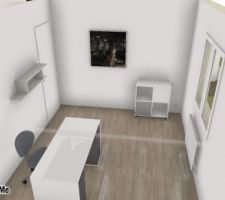 Vue 3D : RDC - Bureau/Chambre