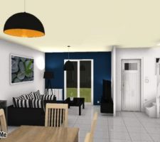 Vue 3D : RDC - Salon   Entrée