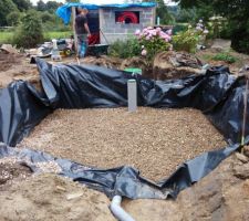 Les drains du fond sont recouverts de gravier 10-40