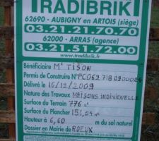 PERMIS DE CONSTRUIRE ACCORDE LE 16/12/2009