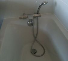Le mitigeur de la baignoire de la salle de bain