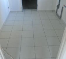 La carrelage de la buanderie qui est le même que pour les wc