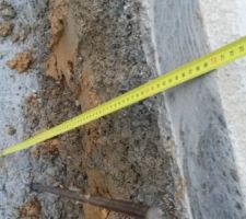 Semelle terminee epaisseur 25. Profondeur 70 par rapport au niveau 0