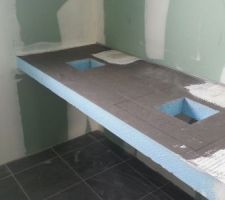 Préparation pour la pose carrelage salle de bains des vasques