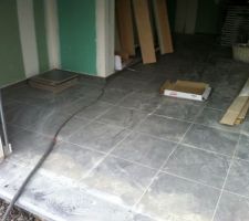 Garage, seuil en pierre bleue de Soignies