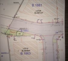 Plan parcellaire. Notre terrain est le LOT 28