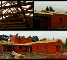 Debut de la pose de la charpente aujourd hui !