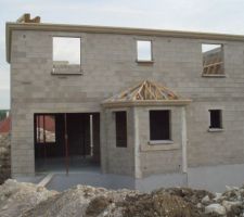 Pose de la charpente sur l'extension