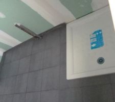 Carrelage de la salle de bain avec le bac de douche