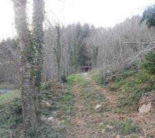 Réalisation de chemins dans le terrain, pour pouvoir accéder à l'hangar.