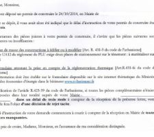 Réponse de la mairie 1 mois après la première instruction