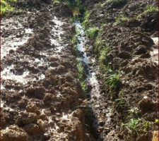 La fameuse tranchée pour l'écoulement de l'eau pendant le chantier, qui nous a permis de ne pas interrompre les travaux à cause des innondations