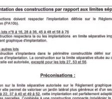 Règlement du lotissement avec article sur la limite séparative