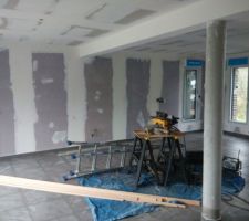 Espce salon salle a manger carrelé