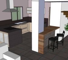 Possibilité de cuisine, vue du salon