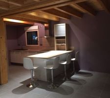 Fin de la pose de notre cuisine ....et du carrelage des pièces du bas
Concernant la cuisine,il s'agit d'un modèle de chez cuisinella en blanc laque et bois
Pour le carrelage nous avons choisi le carrelage studio alliage pleine masse en 60x60 pour la grande pièce a vivre et pour les autres pièces le même mais en 30x60
Au fond du salon ,nous avons commandé en même temps chez cuisinella le meuble bas TV identique au meubles de cuisine en laqu? blanc...