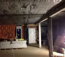 Pose des suspentes a l'aide du laser