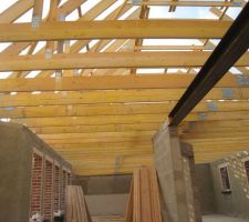 Vue int&eacute;rieure de la chapente sur c&ocirc;t&eacute; nuit