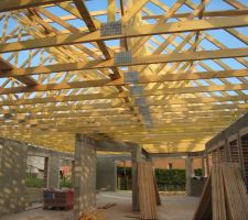 Vue int&eacute;rieure de la charpente sur s&eacute;jour