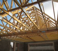 Vue int&eacute;rieure de la charpente sur garage