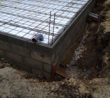 Détail d'un angle: installation des hourdis