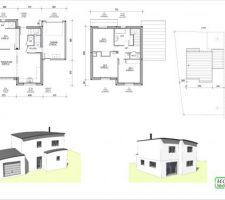 Plan de maison avec implantation sur terrain.