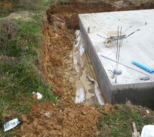 Mise en place d un drainage (terrain en pente avec glaise donc drain par sécurité)