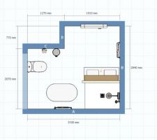 Plan du dessus - Salle de bain 2D