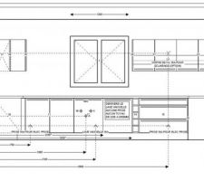Plans et images 3D de notre cuisine choisie chez IXINA pour superficie d'un peu plus de 15m2.