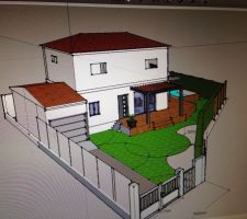 Voila une projection que j'ai commencé sur SKETCHUP pour me donner une idée , c'est vraiment le top pour se faire une première idée des volumes!!