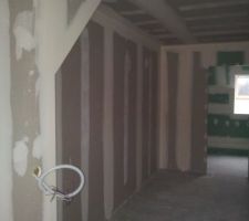 Les bandes au niveau suite parentale avec au fond sa SDE. 
Un dressing tout le long du mur d'une profondeur de 52cm. Lumière traversante entre SDE et la suite.