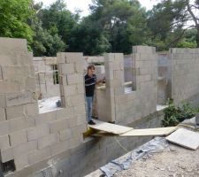 Elevation des murs etage- fenetre SDB enfant, baie chambre, fenetre cage d'escalier - Future Entree de la maison